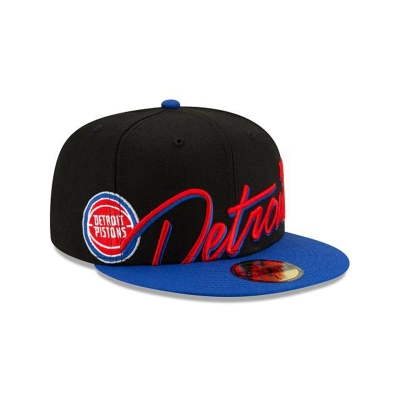 Detroit Pistons Gorra | New Era NBA Cursive 59fifty Fitted Cap Mexico - Negros